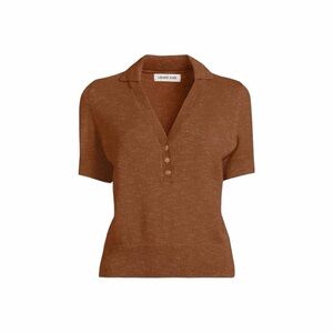 Land’s End Short Sleeve Polo Sweater in Rich Ginger Brown - NWOT - L